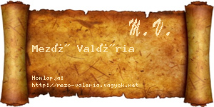 Mező Valéria névjegykártya